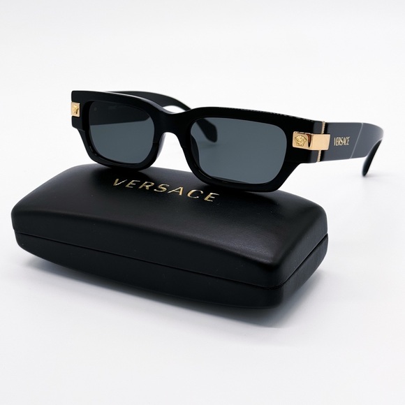 NEW VERSACE VE4465 GB1/87 SQUARE MOD 4465 BLACK VE4465 GB187 UNISEX SUNGLASSES - Picture 2 of 10